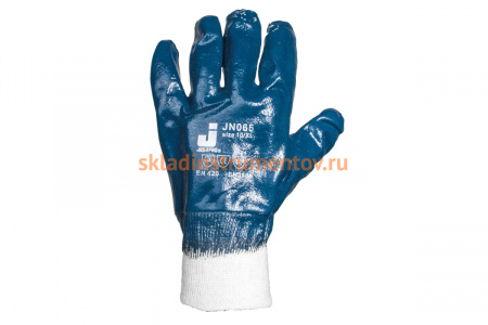 Перчатки с полным нитриловым покрытием Jeta Safety, синие, JN065/L