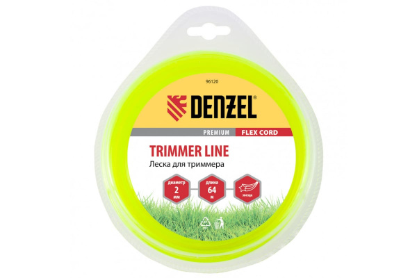 Леска для триммера звезда 2 мм х 64 м блистер FLEX CORD DENZEL 96120