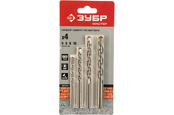 Набор сверл "ПРОФИ" (4 шт.) по бетону ЗУБР 2922-H4
