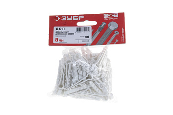 Дюбель-хомут для плоского кабеля Зубр ДХ-П, 8 мм, 100 шт, нейлоновый 30912-08