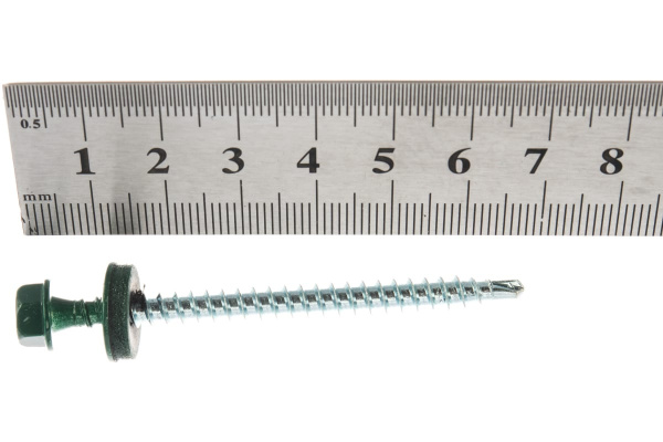 Саморезы Зубр для крепления кровельных материалов к деревянной обрешетке, цвет RAL 6005 зеленый насыщенный, оцинкованный, 4,8x65мм, 180шт 4-300315-48-065-6005