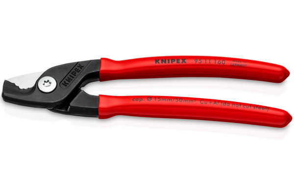 Кабелерез KNIPEX StepCut ступенчатый рез, кабель д. 15 мм, 50 кв.мм,  L-160 мм, обливные рукоятки KN-9511160