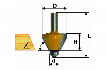 Фреза кромочная конусная 45 градусов (50.8х22.5 мм; хвостовик 8 мм) Энкор 46384