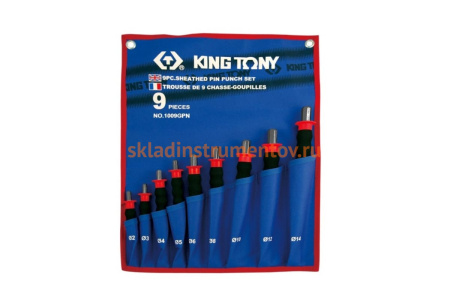 Набор выколоток с протектором, чехол из теторона, 9 предметов KING TONY 1009GPN