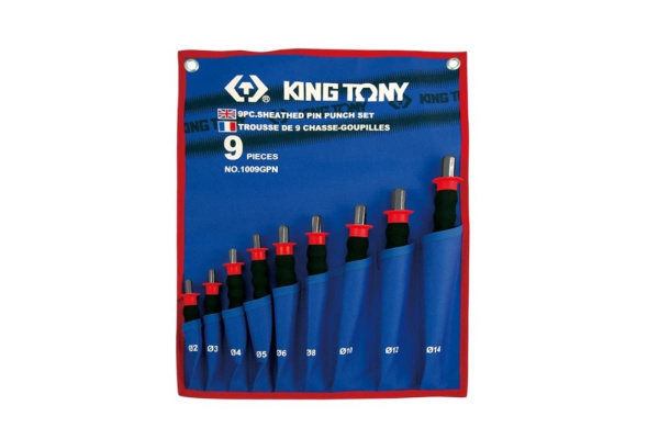 Набор выколоток с протектором, чехол из теторона, 9 предметов KING TONY 1009GPN