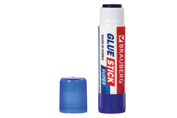 Клей-карандаш BRAUBERG SUPER 8 г, обесцвечивающийся после высыхания, Южная Корея 229544