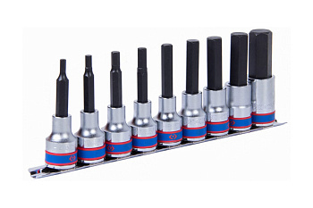 Набор торцевых насадок (HEX 4-17; 1/2"; 80 мм) 9 шт. KING TONY 4120PR10