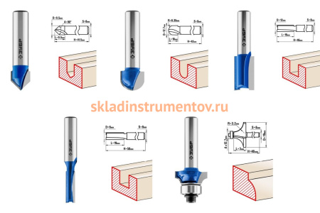 Набор фрез по дереву (5 шт; хвостовик 8 мм) Зубр 28795-H5