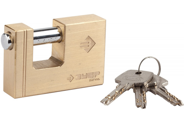 Навесной замок ЗУБР ЭКСПЕРТ латунный корпус П-образная форма 75мм 37295-70