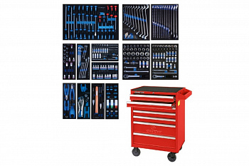Набор инструментов в красной тележке, 286 предметов KING TONY 934-010MRV