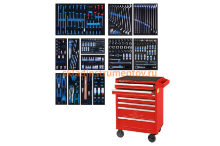 Набор инструментов в красной тележке, 286 предметов KING TONY 934-010MRV