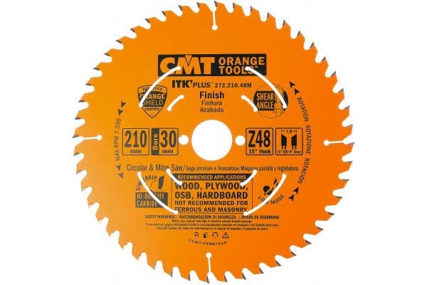 Диск пильный по дереву (210х30/25х1,8/1,2 мм; Z48) CMT 272.210.48M