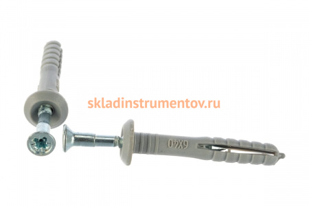 Дюбель-гвоздь полипропиленовый с грибовидным бортиком 100 шт. (6х40 мм; ТФ5) Зубр 4-301355-06-040