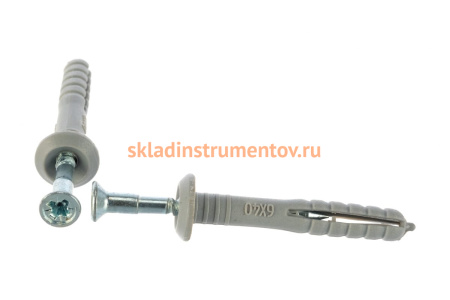 Дюбель-гвоздь полипропиленовый с грибовидным бортиком 100 шт. (6х40 мм; ТФ5) Зубр 4-301355-06-040