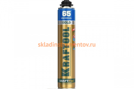 Профессиональная полиуретановая пена Kraftool Goldkraft GOLD PRO 65 для монтажного пистолета, всесезонная, SVS, 850мл 41194
