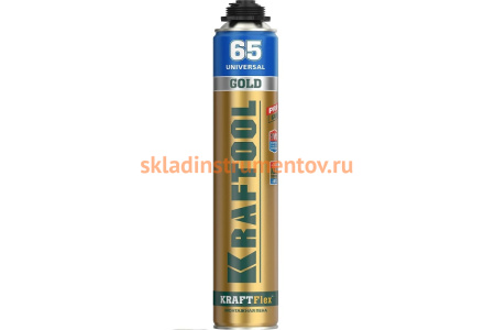 Профессиональная полиуретановая пена Kraftool Goldkraft GOLD PRO 65 для монтажного пистолета, всесезонная, SVS, 850мл 41194