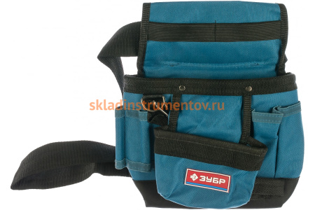 Сумка-пояс Зубр ЭКСПЕРТ одинарная, держатель для молотка, 9 карманов 38632