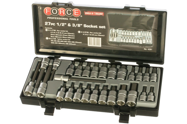Набор головок 1/2", в пластиковом кейсе, 28 шт. FORCE 4281