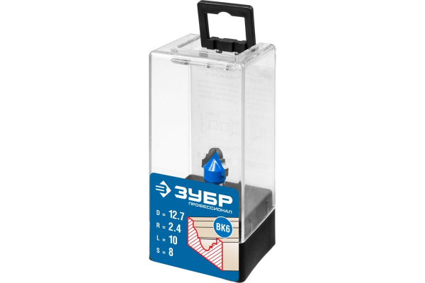 Фреза пазовая фасонная №6 ПРОФЕССИОНАЛ (12.7х10х42 мм; R2.4 мм; хвостовик 8 мм) Зубр 28745-12.7