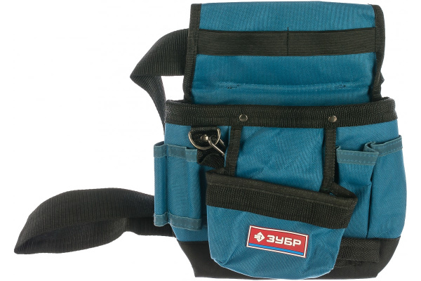 Сумка-пояс Зубр ЭКСПЕРТ одинарная, держатель для молотка, 9 карманов 38632