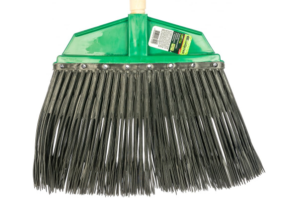 Веерная распушенная полипропиленовая метла с черенком 400 х 175 мм Сибртех 63222
