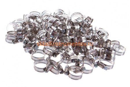 Хомуты "ЭКСПЕРТ" из нержавеющей стали с просечной лентой  ПЛ-12,7, 16-32мм, 100шт. Зубр 37815-016-32-100