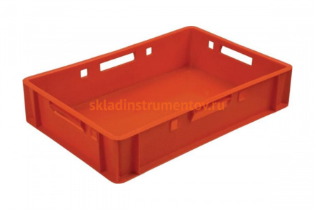 Мясной сплошной ящик, 600x400x120мм, красный ТАРА Е1 06903
