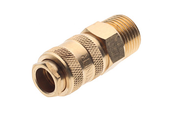 Быстроразъем пневматический с клапаном - наружная резьба 1/2", латунь ЭВРИКА ER-BSE1-4SM
