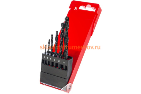 Набор сверл по металлу МАСТЕР 2-8 мм, быстрорежущая сталь, класс В, 6 шт. Зубр 29605-H6