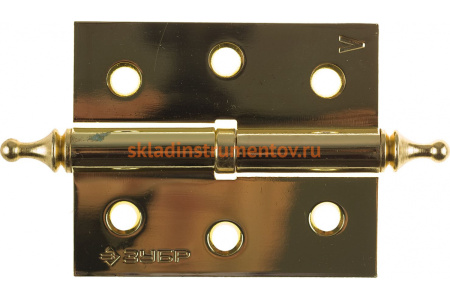 Дверная разъемная петля Зубр Эксперт 1 подшипник цвет латунь PB левая с крепежом 100x75x2.5 мм 2 шт. 37605-100-1L