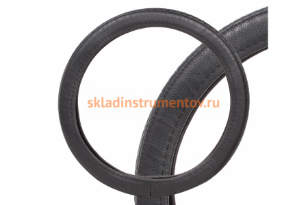 Комбинированная оплетка на руль Airline, гладкая/рельефная кожа, черная, 37-39 см М AWC-RS-14M
