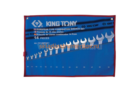Набор комбинированных ключей, 10-32 мм, чехол из теторона, 14 предметов KING TONY 1214MRN