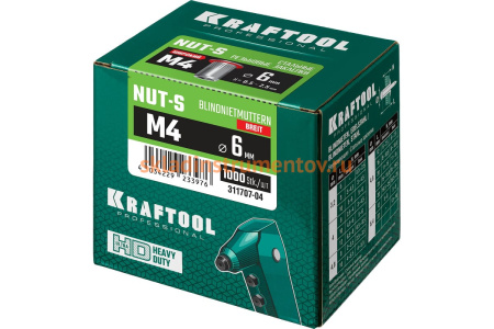 Резьбовые заклепки KRAFTOOL Nut-S, М4, 1000 шт 311707-04