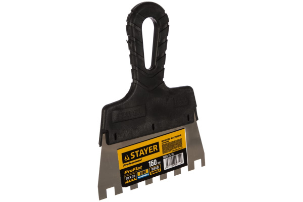 Нержавеющий зубчатый шпатель STAYER 150мм, зуб 10х10мм 1009-15-10