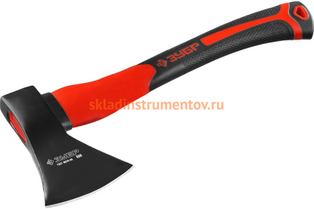 Кованый топор с двухкомпонентной стеклопластиковой рукояткой, 0,6кг ЗУБР "МАСТЕР" 2061-06