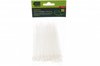 Хомуты СИБРТЕХ 100x2,5 мм, пластмассовые, белые, 100 шт 45515