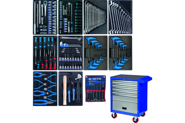 Набор инструментов в синей тележке, 173 предмета KING TONY 932-000AMB
