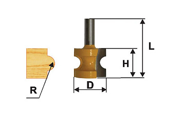Фреза кромочная полустержневая (22,2х19х51 мм; хвостовик 8 мм; R3,2) Энкор 9310