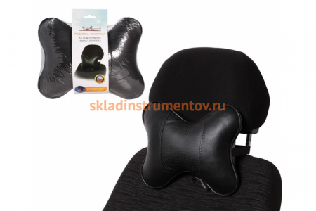 Подушка-косточка на подголовник Airline Лима экокожа, 1 шт., черная ASP-B-05