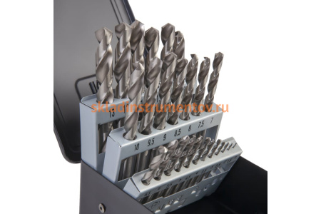 Набор сверл по металлу в металлическом кейсе (25 шт; 1-13 мм; шаг 0.5 мм; HSS-G) WIEDERKRAFT WDK-DG25