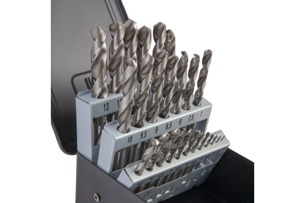 Набор сверл по металлу в металлическом кейсе (25 шт; 1-13 мм; шаг 0.5 мм; HSS-G) WIEDERKRAFT WDK-DG25