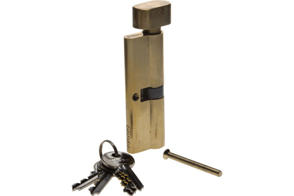 Цилиндровый механизм Зубр Мастер тип ключ-защелка цвет латунь 5-PIN 90 мм 52103-90-1
