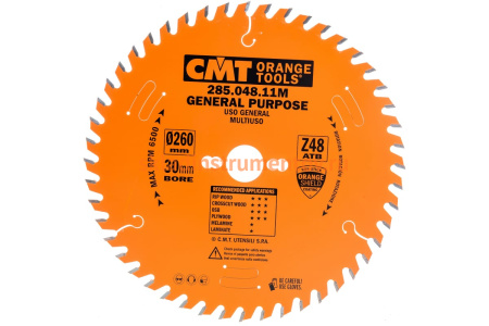 Диск пильный по дереву (260х30х2.8/1.8 мм; Z=48) CMT 285.048.11M