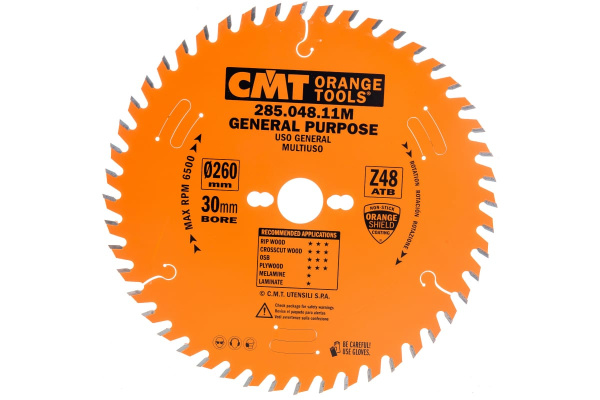 Диск пильный по дереву (260х30х2.8/1.8 мм; Z=48) CMT 285.048.11M