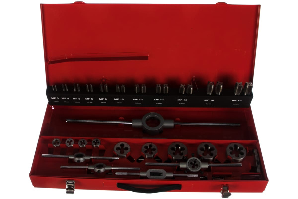 Резьбонарезной набор MF3-MF20 HSS метчики+плашки+воротки, 43шт RUKO 245041