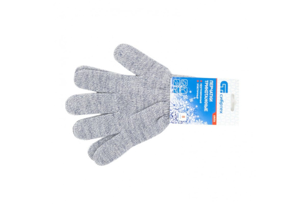 Трикотажные перчатки СИБРТЕХ, акрил, цвет серое мулине, оверлок, 68654 Трикотажные перчатки СИБРТЕХ, акрил, цвет серое мулине, оверлок, 68654