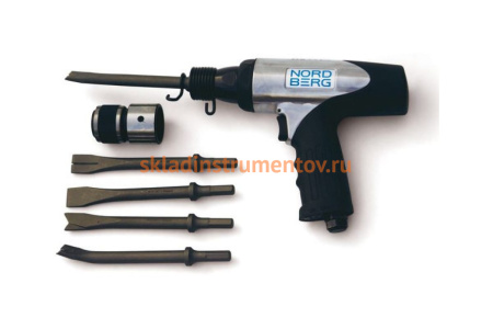 Пневмозубило NORDBERG + 5 насадок + быстросъемный адаптер HA67 KIT