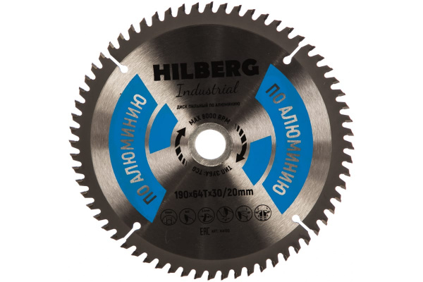 Диск пильный Industrial Алюминий (190x30/20 мм; 64Т) Hilberg HA190