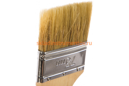 Плоская кисть Зубр Универсал Стандарт натуральная щетина деревянная ручка 75 мм 4-01001-075
