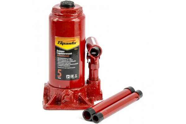 Гидравлический бутылочный домкрат SPARTA 5 т, h подъема 195-380 мм 50323